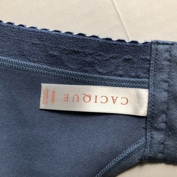 Lane Bryant Cacique Baby Blue lace cotton lightly lined no wire Bra 42DD - Picture 6 of 7